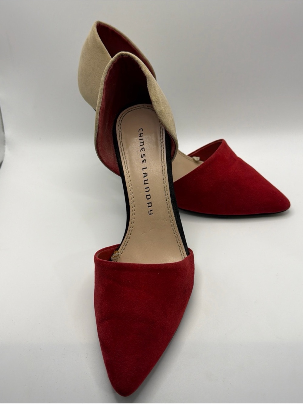 Chinese Laundry D'Orsay Suede Slip On Pumps Size 7 Red,tan Black - Picture 2 of 8